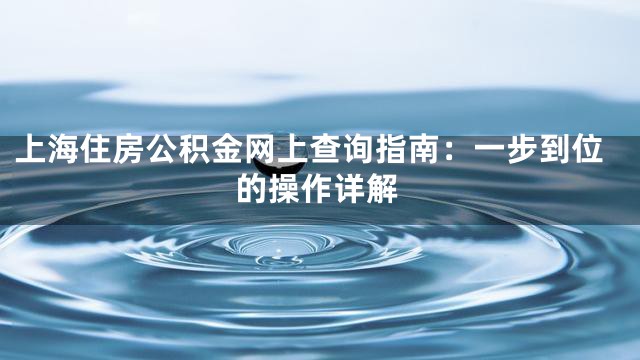 上海住房公积金网上查询指南：一步到位的操作详解