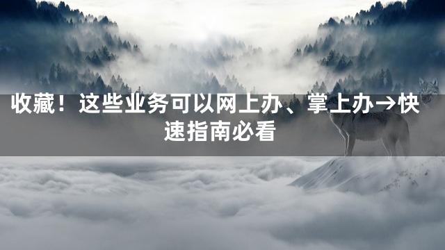 收藏！这些业务可以网上办、掌上办→快速指南必看