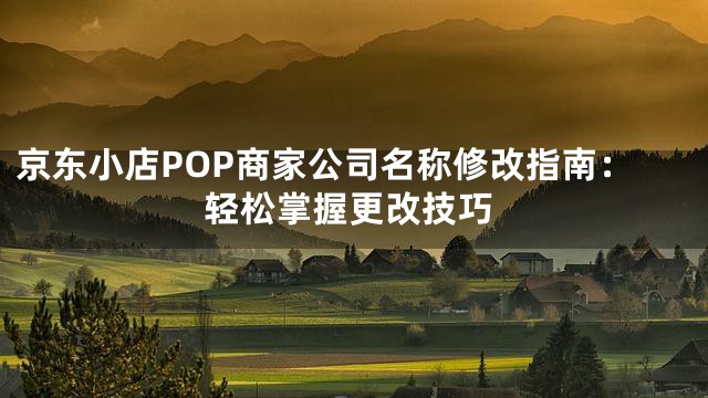 京东小店POP商家公司名称修改指南：轻松掌握更改技巧