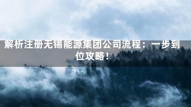 解析注册无锡能源集团公司流程：一步到位攻略！