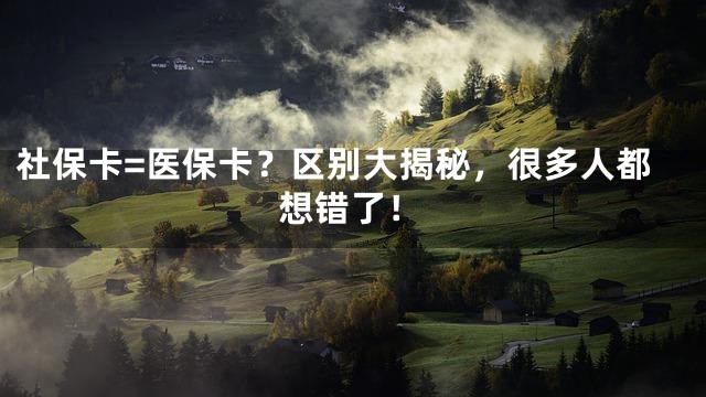 社保卡=医保卡？区别大揭秘，很多人都想错了！