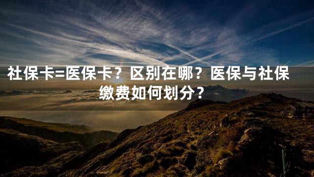 社保卡=医保卡？区别在哪？医保与社保缴费如何划分？