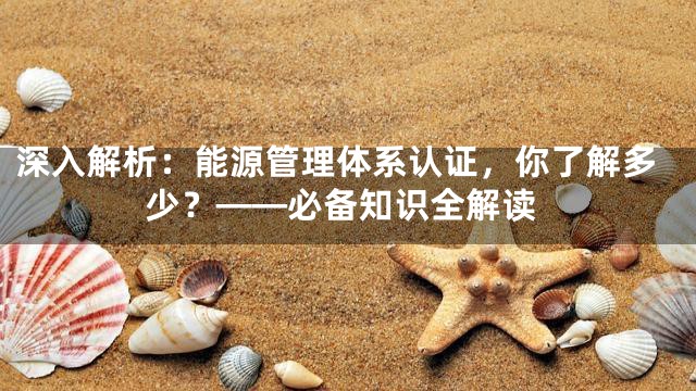 深入解析：能源管理体系认证，你了解多少？——必备知识全解读