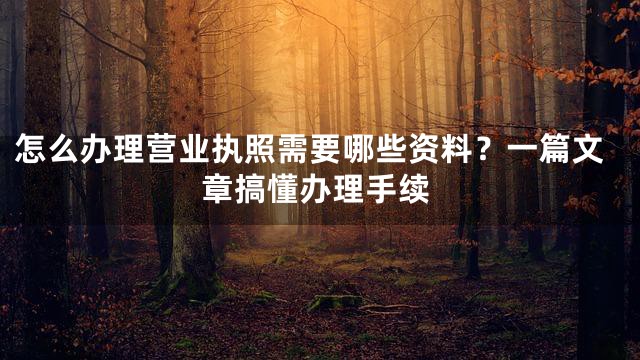 怎么办理营业执照需要哪些资料？一篇文章搞懂办理手续
