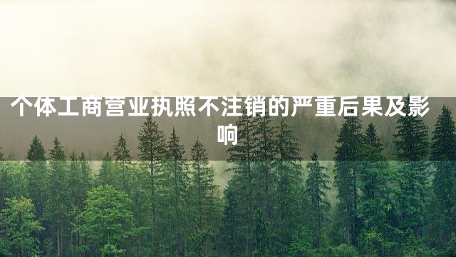个体工商营业执照不注销的严重后果及影响