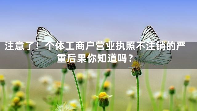 注意了！个体工商户营业执照不注销的严重后果你知道吗？