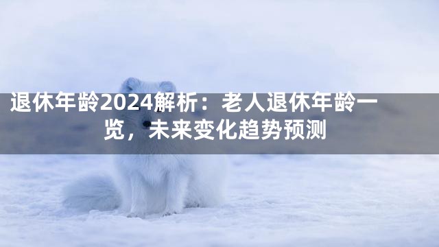 退休年龄2024解析：老人退休年龄一览，未来变化趋势预测