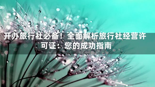 开办旅行社必备！全面解析旅行社经营许可证：您的成功指南