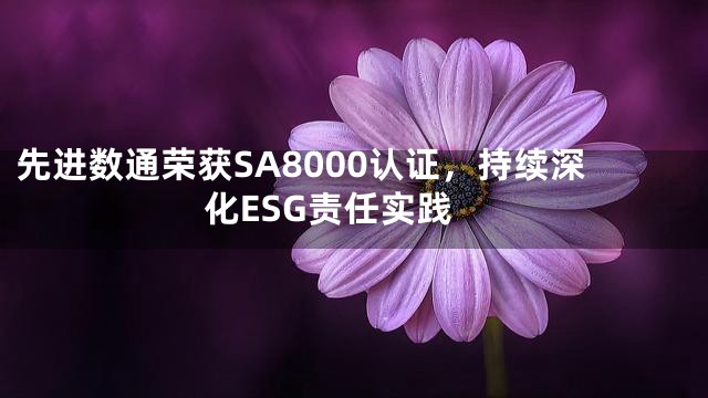 先进数通荣获SA8000认证，持续深化ESG责任实践