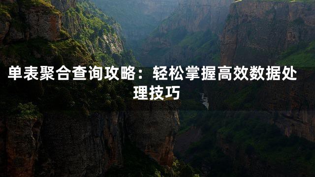 单表聚合查询攻略：轻松掌握高效数据处理技巧