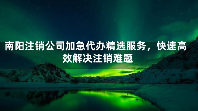 南阳注销公司加急代办精选服务，快速高效解决注销难题