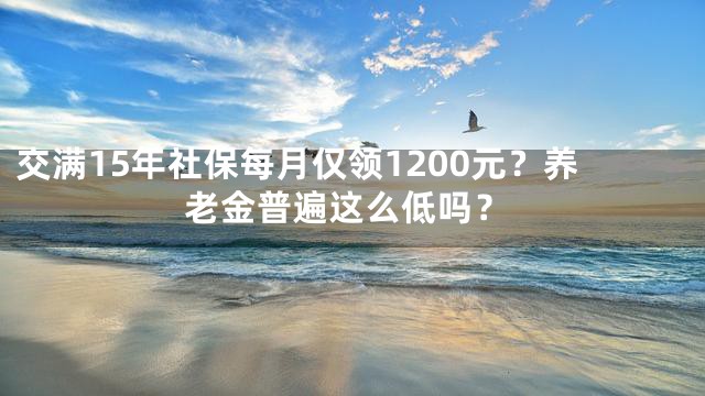 交满15年社保每月仅领1200元？养老金普遍这么低吗？