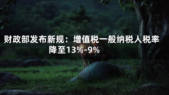 财政部发布新规：增值税一般纳税人税率降至13%-9%