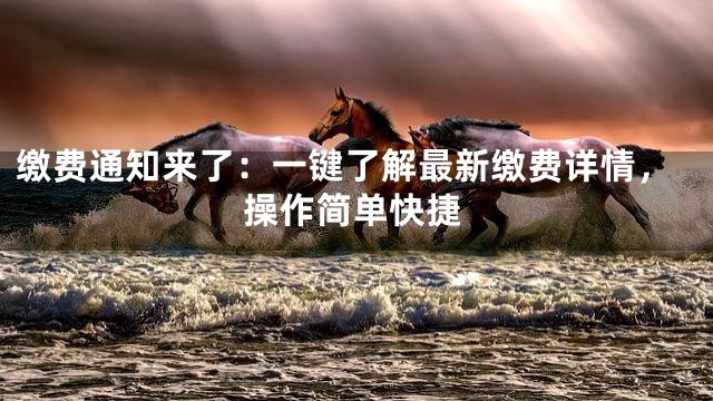 缴费通知来了：一键了解最新缴费详情，操作简单快捷