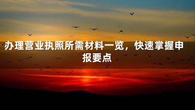 办理营业执照所需材料一览，快速掌握申报要点