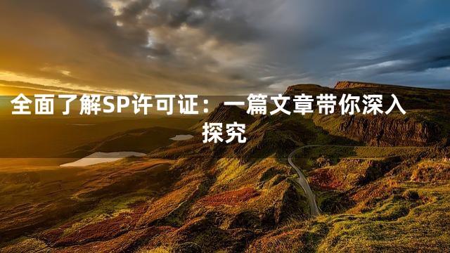 全面了解SP许可证：一篇文章带你深入探究
