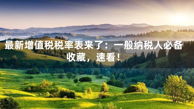 最新增值税税率表来了：一般纳税人必备收藏，速看！