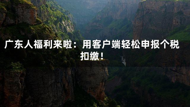 广东人福利来啦：用客户端轻松申报个税扣缴！
