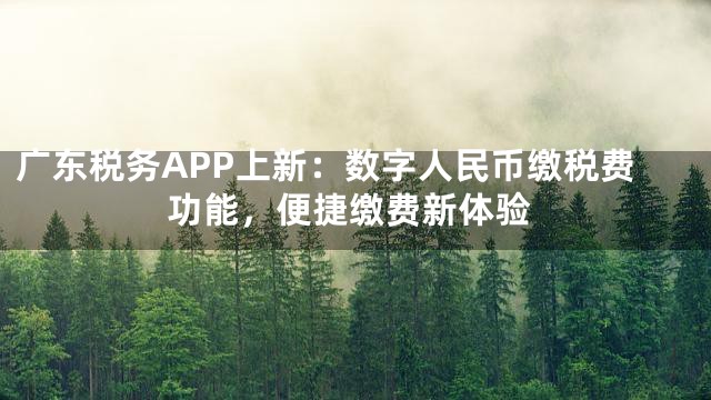 广东税务APP上新：数字人民币缴税费功能，便捷缴费新体验