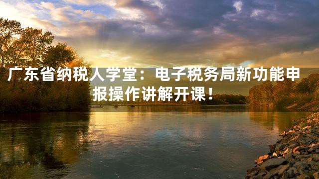 广东省纳税人学堂：电子税务局新功能申报操作讲解开课！