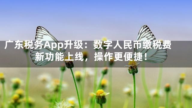广东税务App升级：数字人民币缴税费新功能上线，操作更便捷！