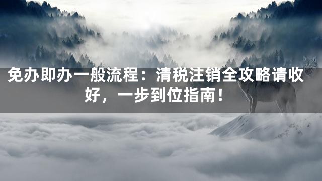 免办即办一般流程：清税注销全攻略请收好，一步到位指南！