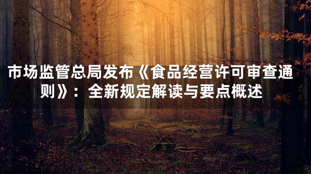 市场监管总局发布《食品经营许可审查通则》：全新规定解读与要点概述