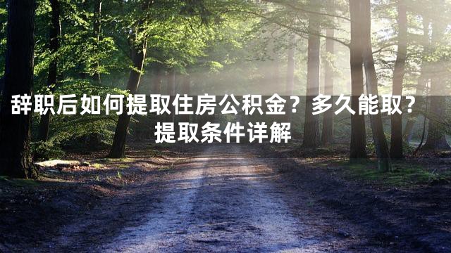 辞职后如何提取住房公积金？多久能取？提取条件详解