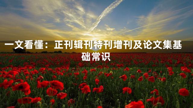 一文看懂：正刊辑刊特刊增刊及论文集基础常识