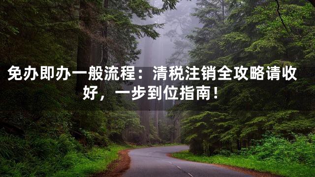 免办即办一般流程：清税注销全攻略请收好，一步到位指南！