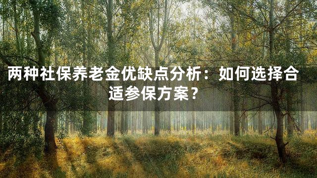 两种社保养老金优缺点分析：如何选择合适参保方案？