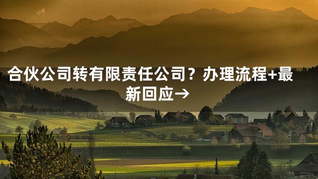 合伙公司转有限责任公司？办理流程+最新回应→