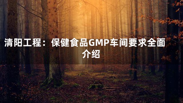 清阳工程：保健食品GMP车间要求全面介绍