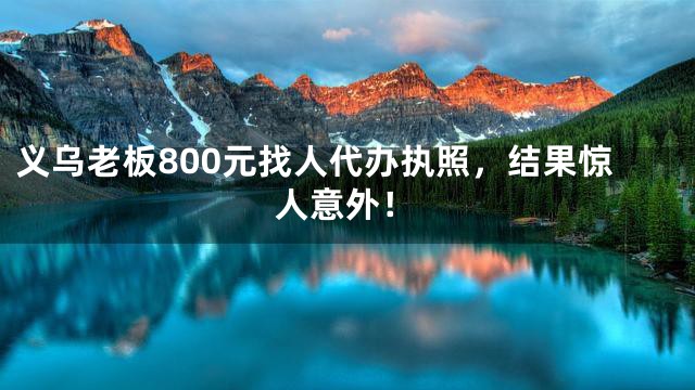 义乌老板800元找人代办执照，结果惊人意外！