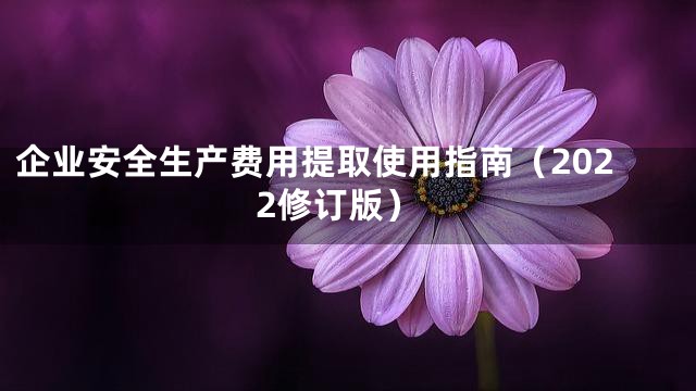 企业安全生产费用提取使用指南（2022修订版）