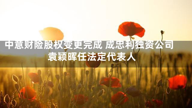 中意财险股权变更完成 成忠利独资公司 袁颖晖任法定代表人
