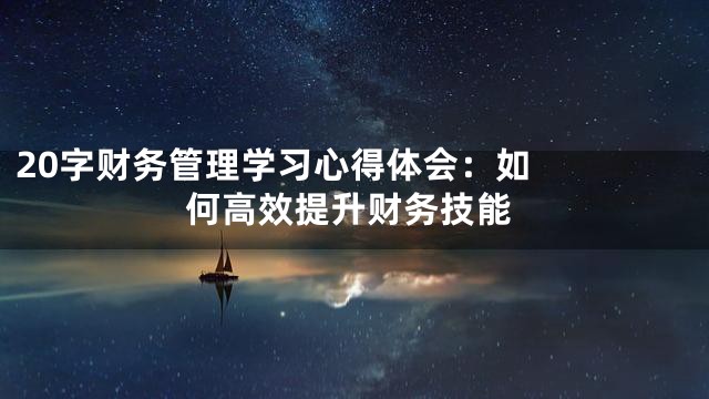 20字


财务管理学习心得体会：如何高效提升财务技能