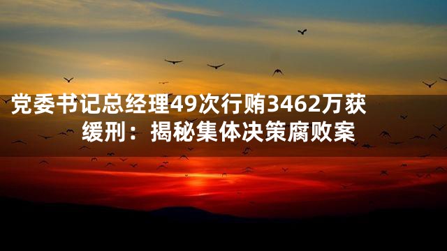 党委书记总经理49次行贿3462万获缓刑：揭秘集体决策腐败案