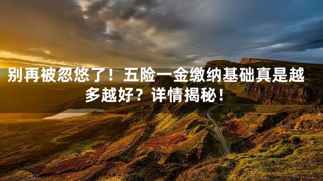 别再被忽悠了！五险一金缴纳基础真是越多越好？详情揭秘！