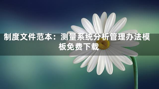 制度文件范本：测量系统分析管理办法模板免费下载