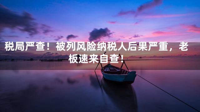税局严查！被列风险纳税人后果严重，老板速来自查！