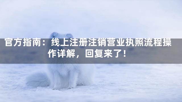 官方指南：线上注册注销营业执照流程操作详解，回复来了！