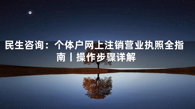 民生咨询：个体户网上注销营业执照全指南丨操作步骤详解