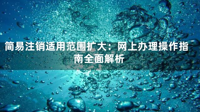 简易注销适用范围扩大：网上办理操作指南全面解析