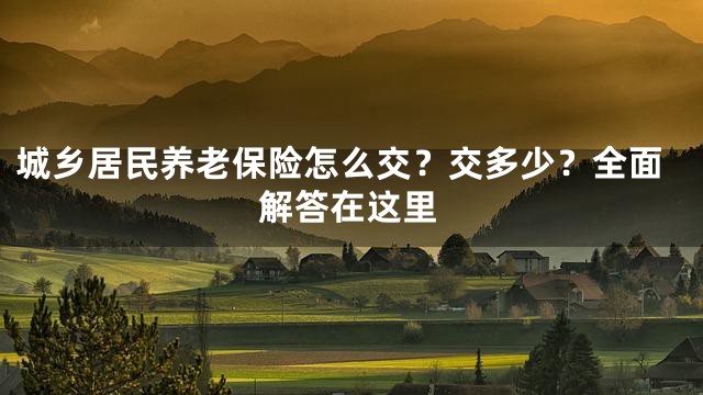 城乡居民养老保险怎么交？交多少？全面解答在这里
