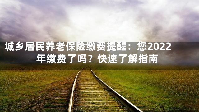 城乡居民养老保险缴费提醒：您2022年缴费了吗？快速了解指南