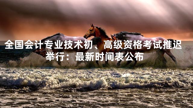 全国会计专业技术初、高级资格考试推迟举行：最新时间表公布