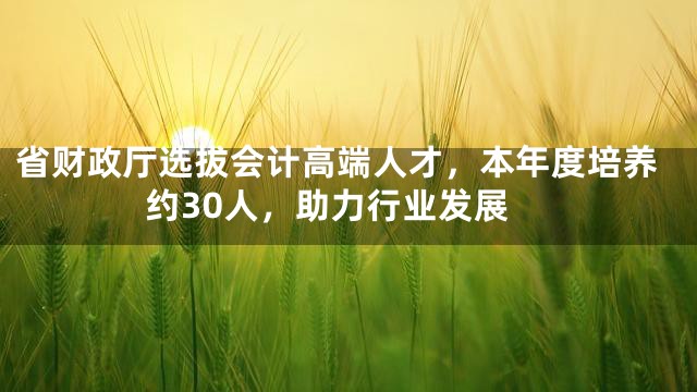 省财政厅选拔会计高端人才，本年度培养约30人，助力行业发展