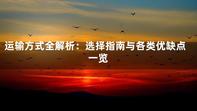 运输方式全解析：选择指南与各类优缺点一览
