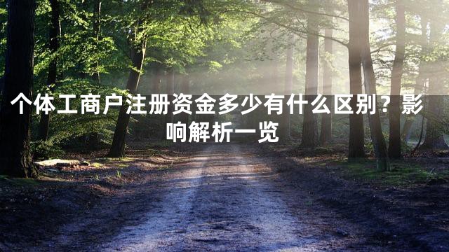 个体工商户注册资金多少有什么区别？影响解析一览